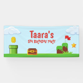 カラフルな子供のテレビゲームの誕生日屋外ビニール 横断幕