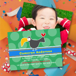 カラフルな子供のプロフィール写真 オオハシのイラスト コーリングカード
