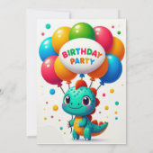 カラフルな子供の恐竜の誕生日パーティー 招待状 (裏面)