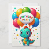 カラフルな子供の恐竜の誕生日パーティー 招待状 (裏面)