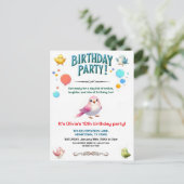 カラフルな子供の羽のある友達の誕生日パーティー ポストカード (スタンド正面)