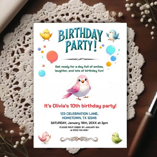 カラフルな子供の羽のある友達の誕生日パーティー ポストカード