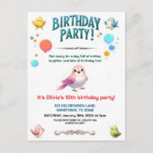 カラフルな子供の羽の友達の誕生日パーティー ポストカード (正面)