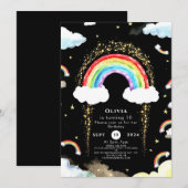 カラフルな子供の虹の誕生日 招待状 (正面/裏面)