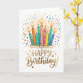 カラフルな子供の誕生日ケーキのろうそくパーティー カード