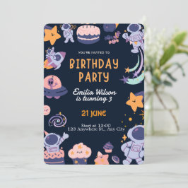 カラフルな子供の誕生日パーティーのデザイン – 楽しい 招待状