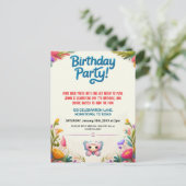 カラフルな子供の誕生日パーティー招待状 ポストカード (スタンド正面)