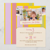 カラフルな子供の誕生日招待状カード 招待状 (正面/裏面)