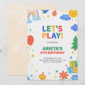 カラフルな子供の誕生日招待状 招待状 (正面/裏面)