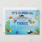 カラフルな子供のO-FISH-ALお誕生日おめでとう 招待状 (正面)