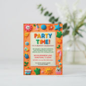 カラフルな子供用フェルト誕生日パーティー招待状 ポストカード (スタンド正面)