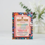 カラフルな子供用フェルト誕生日パーティー招待状 ポストカード (スタンド正面)
