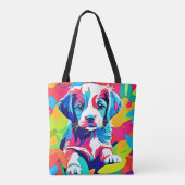 カラフルな子犬のアート作品 トートバッグ (裏面)