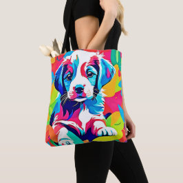 カラフルな子犬のアート作品 トートバッグ