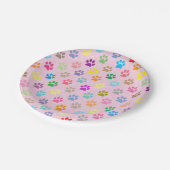 カラフルな子犬の足のプリント ペーパープレート (アングル)