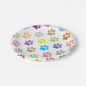 カラフルな子犬の足のプリント ペーパープレート (アングル)