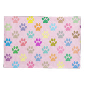 カラフルな子犬の足のプリント 枕カバー (裏面)