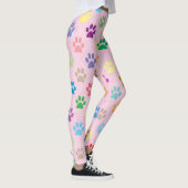 カラフルな子犬の足はパターンを印刷します レギンス (右)