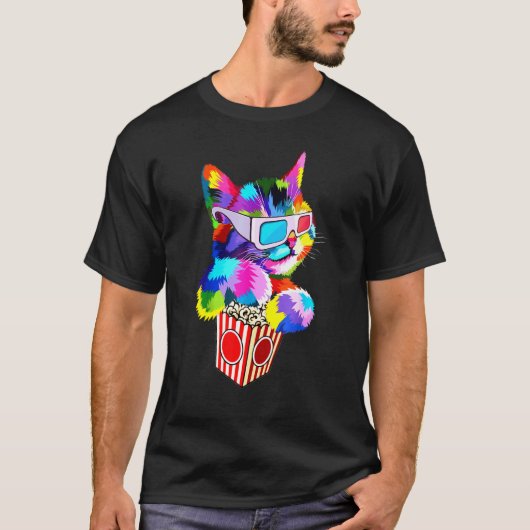 カラフルな子猫のためのポップコーン猫のアイデア Tシャツ (正面)