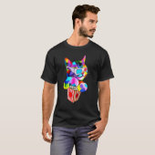 カラフルな子猫のためのポップコーン猫のアイデア Tシャツ (正面フル)