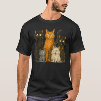 カラフルな子猫のキャラクターアート Tシャツ