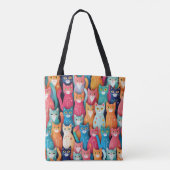 カラフルな子猫の可愛いパターン トートバッグ (裏面)