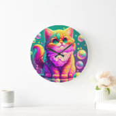カラフルな子猫 ラージ壁時計 (ホーム)
