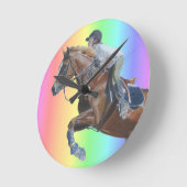 カラフルな子馬のジャンパーの柱時計 ラウンド壁時計 (傾斜)