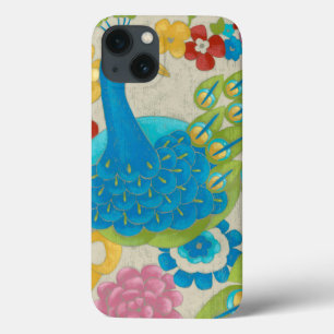 カラフルな孔雀および花 iPhone 13ケース