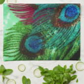 カラフルな孔雀 キッチンタオル (折り畳み)