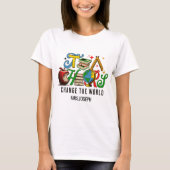 カラフルな学校の先生 スクール Tシャツ (正面)