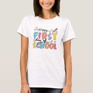 カラフルな学校の初日 バックトゥースクールギフト Tシャツ