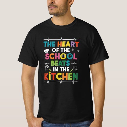 カラフルな学校の調理員とシェフのデザイン Tシャツ (正面)