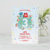 カラフルな学校テーマの3歳の誕生日パーティー 招待状 (スタンド正面)