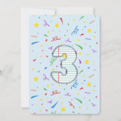 カラフルな学校テーマの3歳の誕生日パーティー 招待状 (裏面)