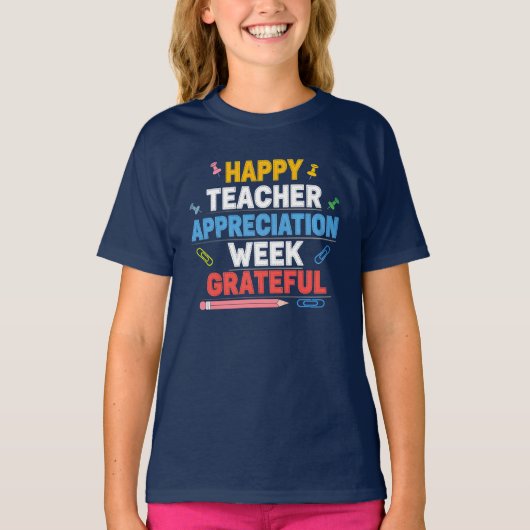 カラフルな学校デザインに感謝の気持ちを込めて Tシャツ (正面)