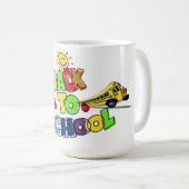 カラフルな学校モチーフのカートゥーン デザイン コーヒーマグカップ (正面右)