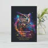 カラフルな宇宙のフクロウ 招待状 (スタンド正面)