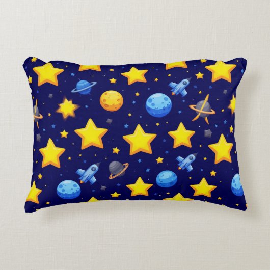 カラフルな宇宙の冒険 アクセントクッション (正面)