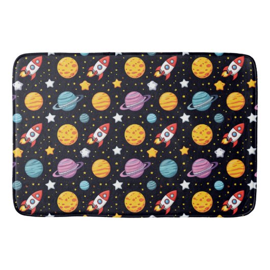 カラフルな宇宙の冒険 バスマット (正面)