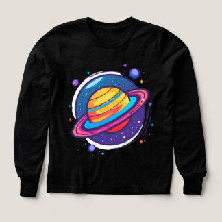 カラフルな宇宙の土星ベビーTシャツ