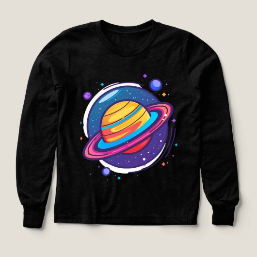 カラフルな宇宙の土星ベビーTシャツ (デザイン正面)