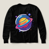 カラフルな宇宙の土星ベビーTシャツ (デザイン背面)