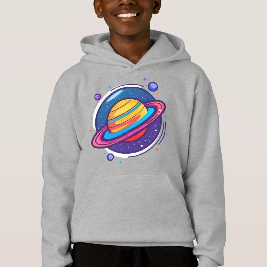 カラフルな宇宙の土星ベビーTシャツ (正面)