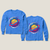 カラフルな宇宙の土星ベビーTシャツ (デザイン 正面&背面)