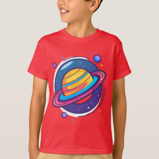 カラフルな宇宙の土星ベビーTシャツ Tシャツ