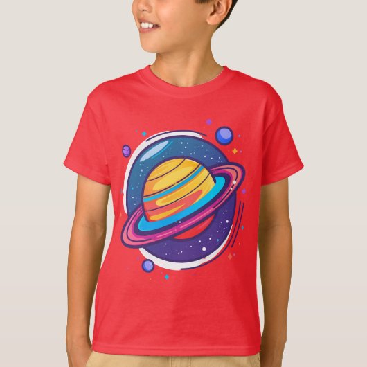 カラフルな宇宙の土星ベビーTシャツ Tシャツ (正面)