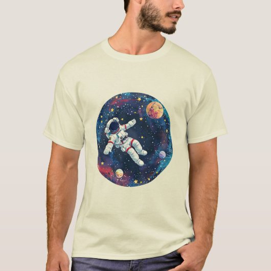 カラフルな宇宙の宇宙飛行士 Tシャツ (正面)