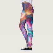 カラフルな宇宙の星雲銀河アート レギンス (左)