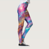カラフルな宇宙の星雲銀河アート レギンス (右)